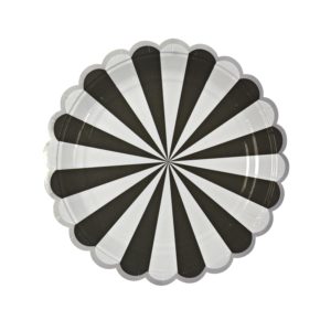 Black Fan Stripe Plates