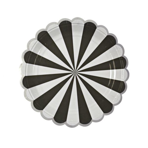 Black Fan Stripe Plates