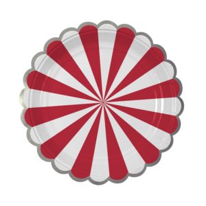 Red Fan Stripe  Plates