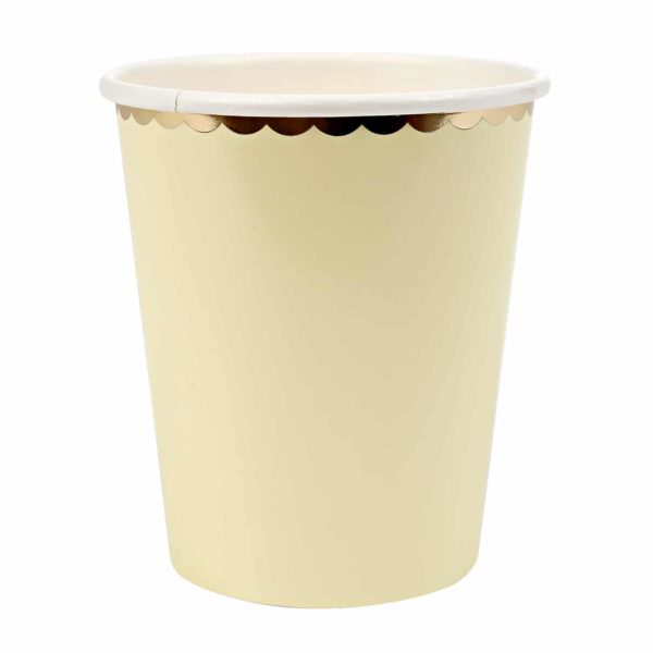 Pastel Jaune et Or Paper Party Cups-Pack de 6
