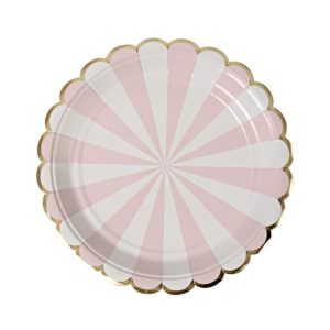 Dusty Pink Fan Stripe plates