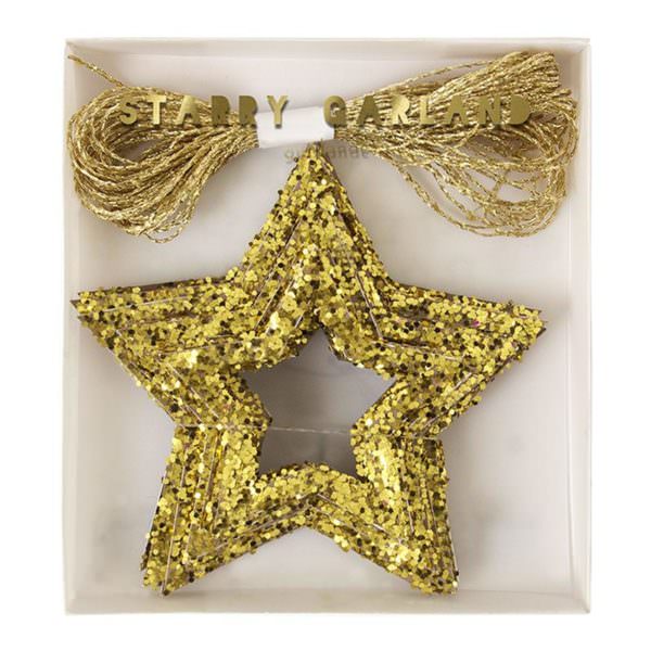 Chunky Gold Glitter Stars Mini Garland