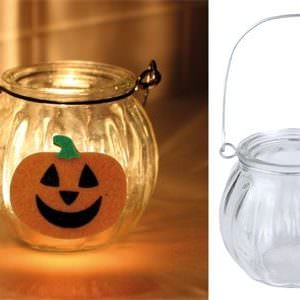 Glass pumpkin candle holder
