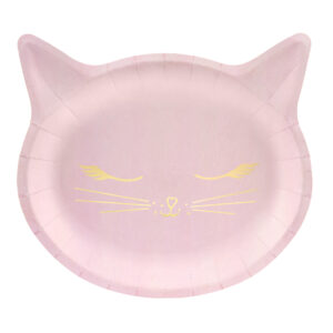 Assiettes en carton Chat Rose