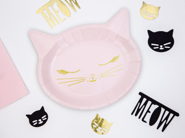 Assiettes en carton Chat Rose