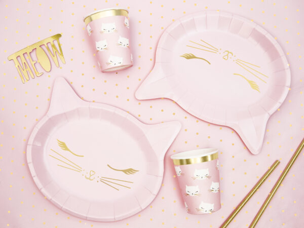 Assiettes en carton Chat Rose