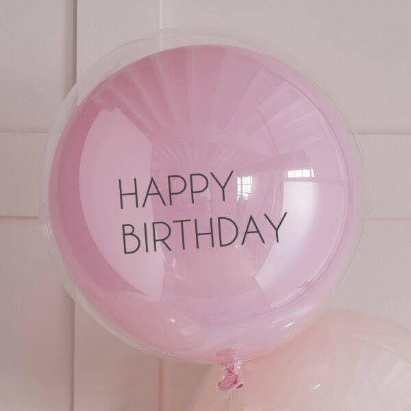 Pink Double Layered Happy Birthday Balloon Bundle