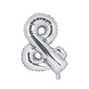 Ballon aluminium caractère "&", argenté, 35cm
