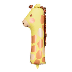 Ballon aluminium chiffre 1, girafe, 86cm