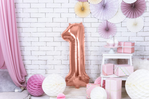 Ballon aluminium chiffre 1, rose gold, 86cm