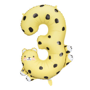 Ballon aluminium chiffre 3, guépard, 86cm