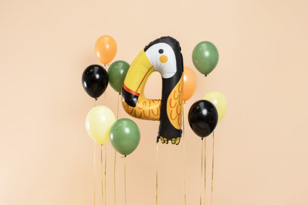 Ballon aluminium chiffre 4, pélican, 86cm