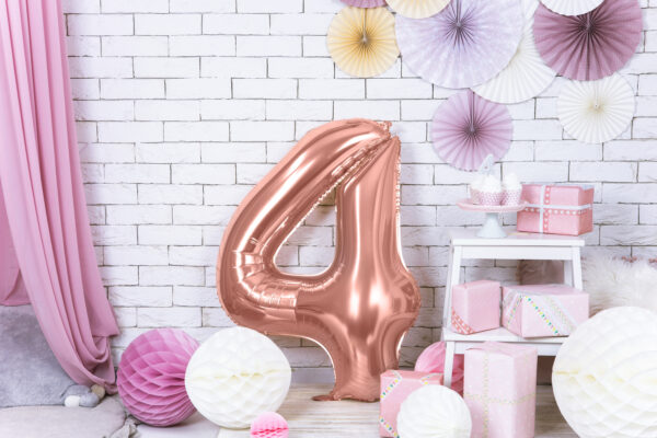 Ballon aluminium chiffre 4, rose gold, 86cm