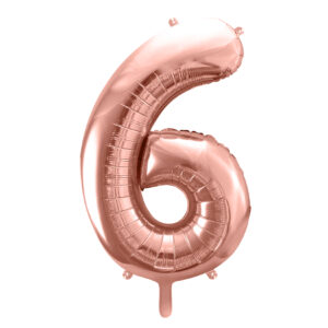 Ballon aluminium chiffre 6, rose gold, 86cm