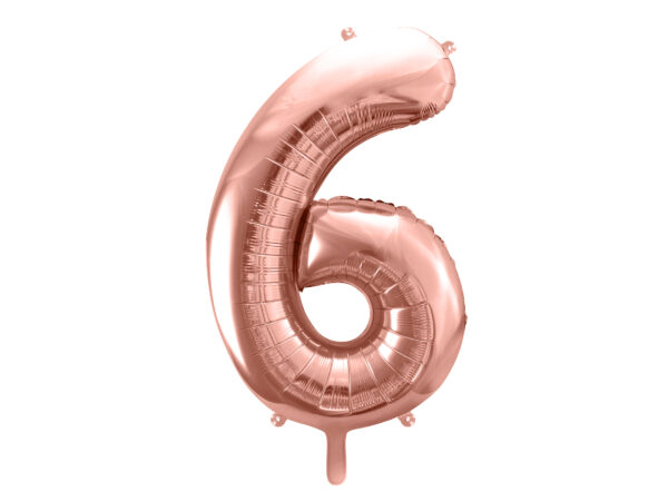 Ballon aluminium chiffre 6, rose gold, 86cm