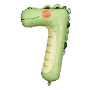 Ballon aluminium chiffre 7, dinosaure, 86cm