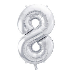 Ballon aluminium chiffre 8, argenté, 86cm