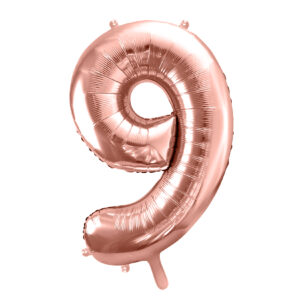 Ballon aluminium chiffre 9, rose gold, 86cm