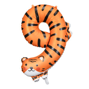 Ballon aluminium chiffre 9, tigre, 86cm