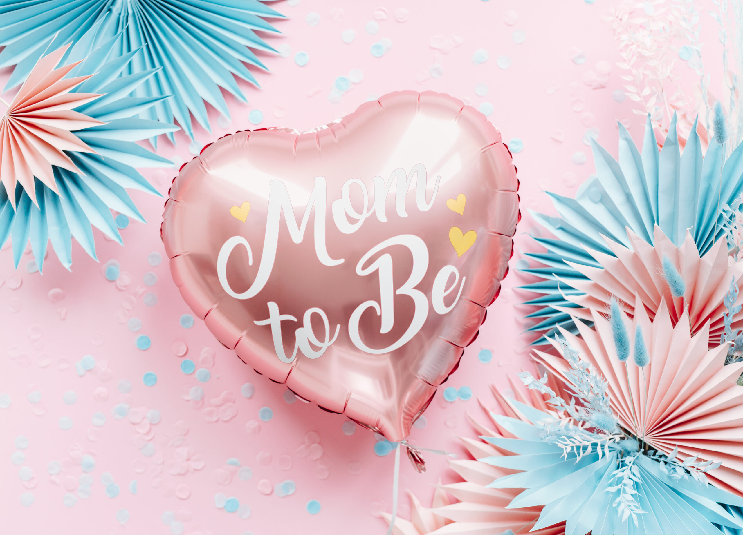 Ballon aluminium coeur "Mom to be", rose, 35cm