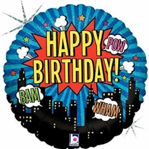 Ballon aluminium Happy Birthday Super-héros 46cm