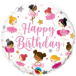 Ballon aluminium Happy Birthday Danseuses étoiles 46cm