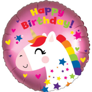 Ballon aluminium licorne rose et coloré 45cm