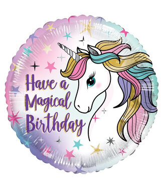 Ballon aluminium Have a Magical Birthday Licorne 45cm