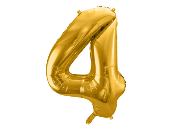 Ballon aluminium chiffre 4, doré, 86cm
