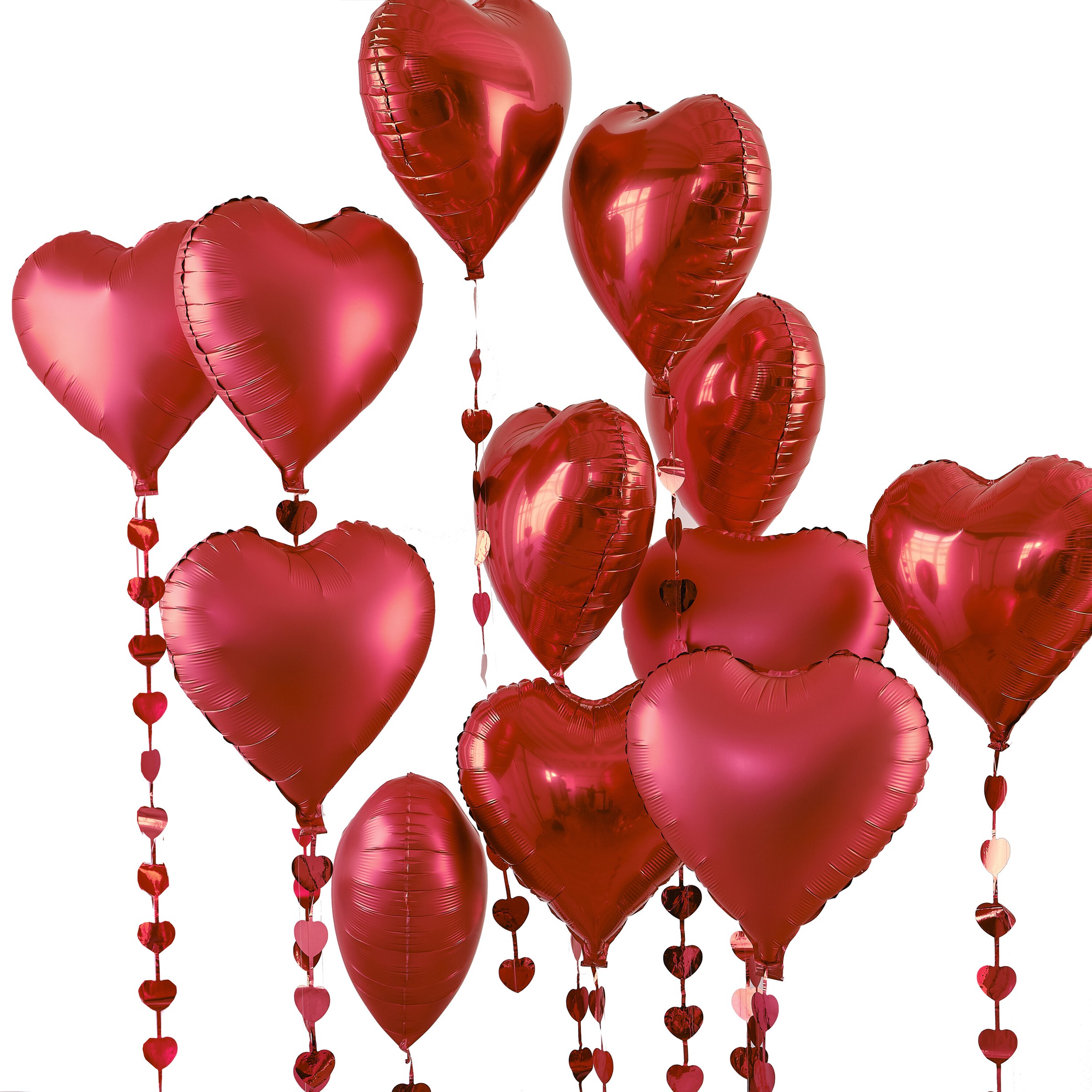 Ballons Coeur Rouge Avec Serpentin Coeurs