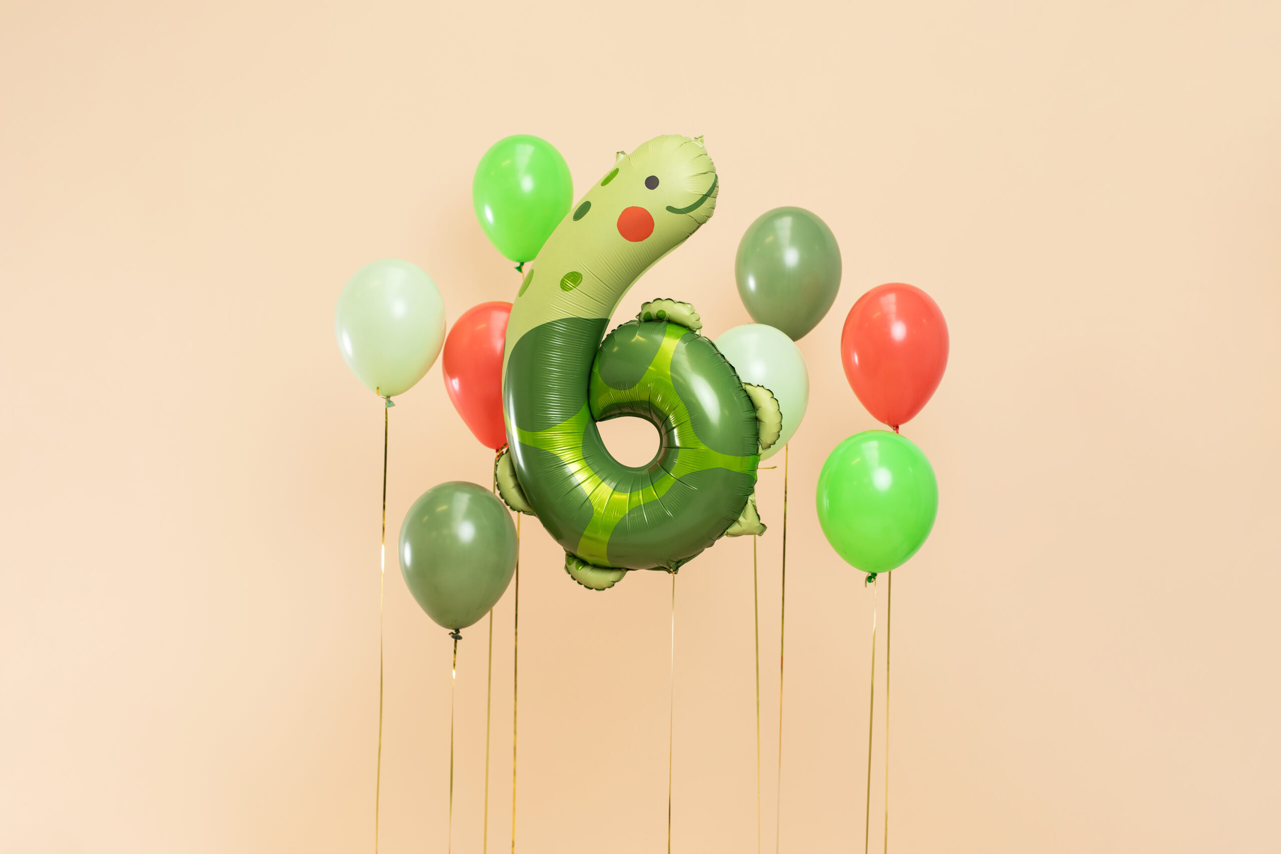 Ballon aluminium chiffre 6, tortue, 86cm