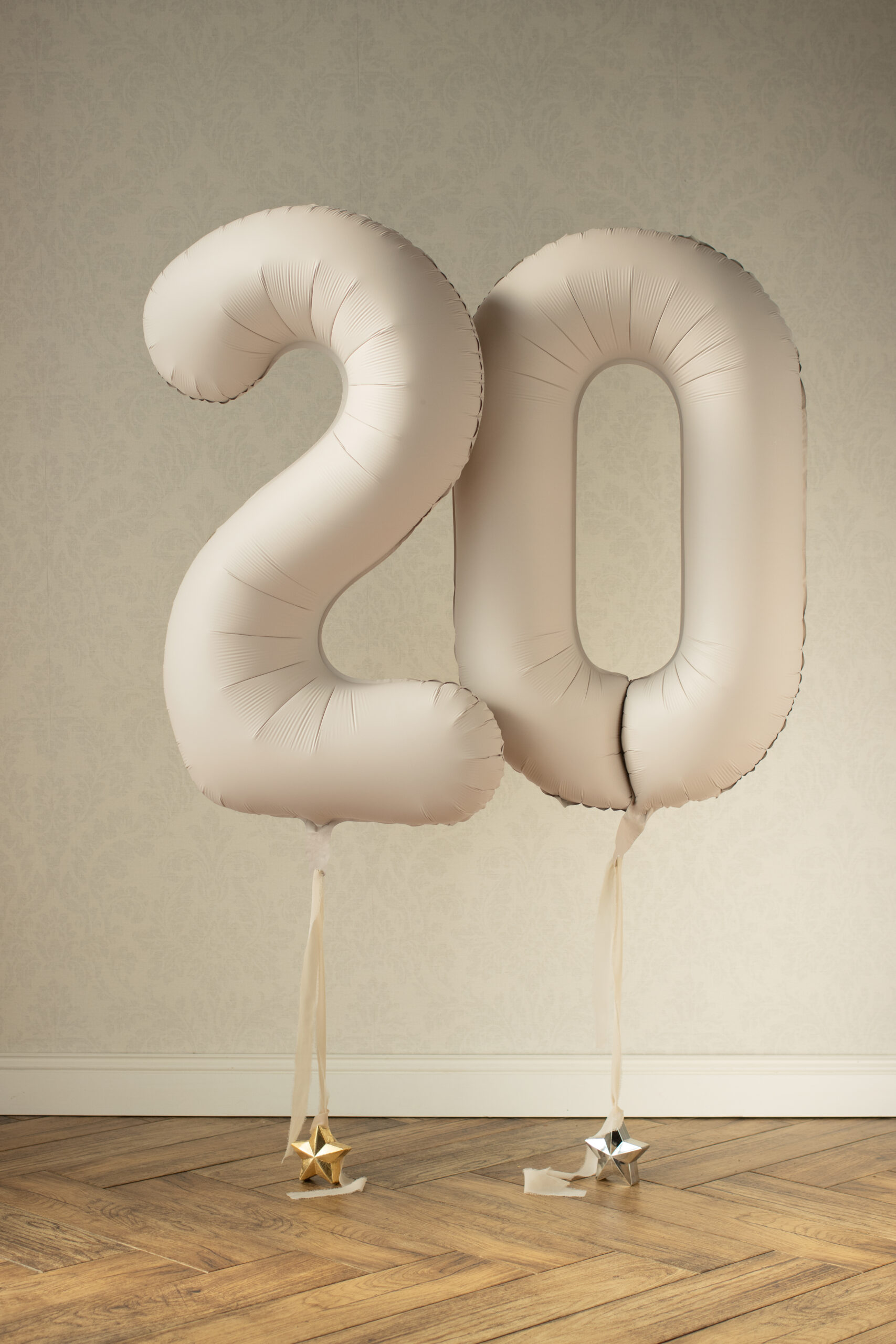 Ballon en aluminium Chiffre 0, beige clair, 86 cm