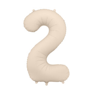 Ballon en aluminium Chiffre 2, beige clair, 86cm