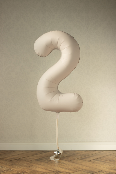 Ballon en aluminium Chiffre 2, beige clair, 86cm