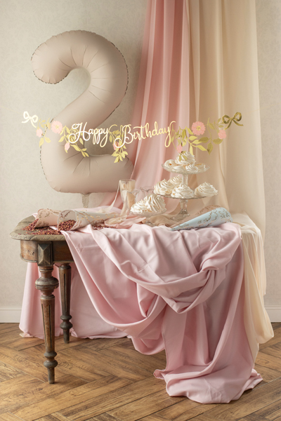 Ballon en aluminium Chiffre 2, beige clair, 86cm