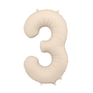 Ballon en aluminium Chiffre 3, beige clair, 86 cm