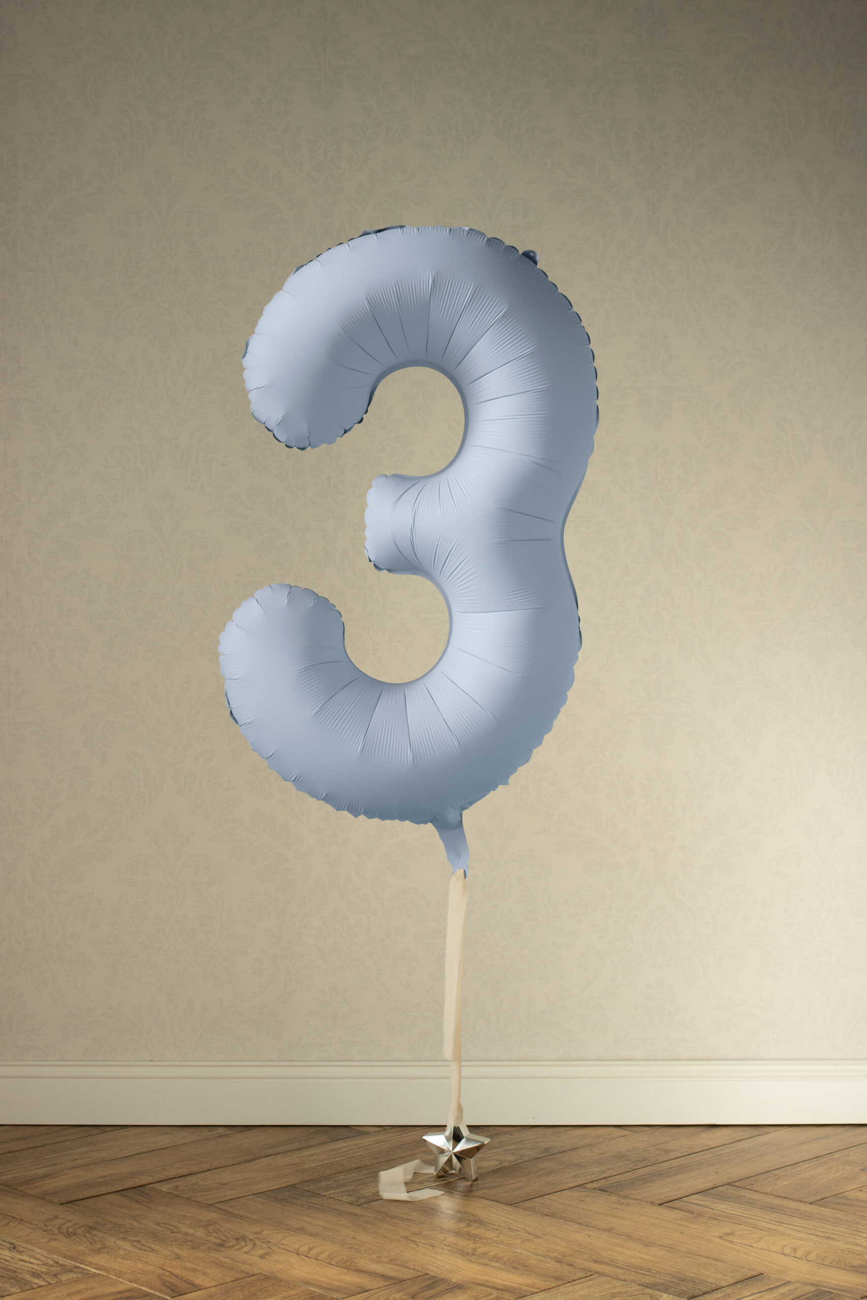 Ballon en aluminium Chiffre 3, bleu brumeux, 86cm