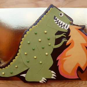 Fire-breathing Dinosaur Cake