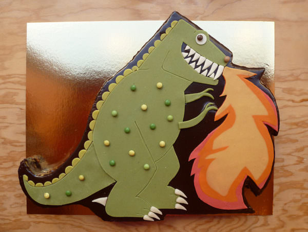 Fire-breathing Dinosaur Cake