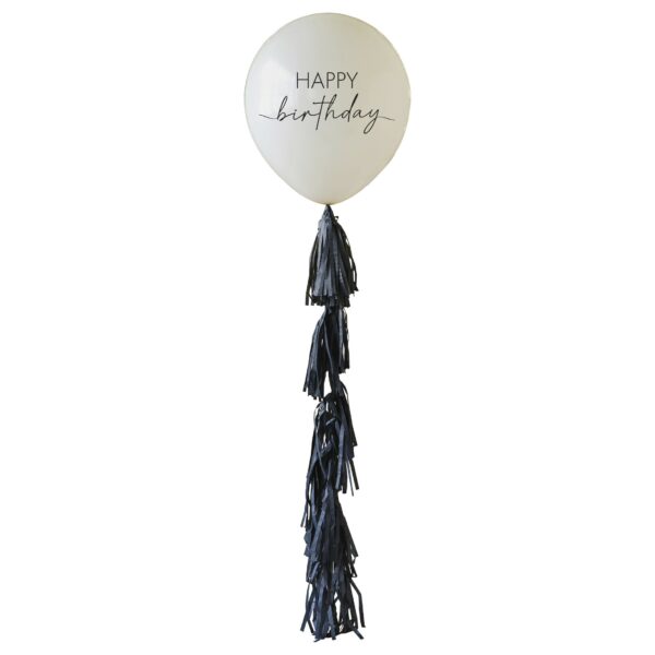 Happy Birthday Balloon with Black Tassel Tail