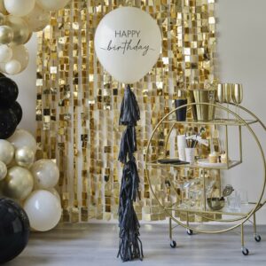 Happy Birthday Balloon with Black Tassel Tail